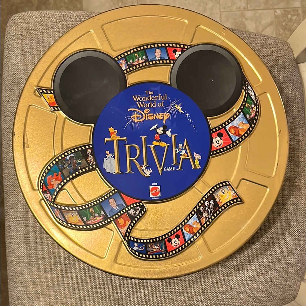 Disney Trivia Game in Gold and Blue Tin